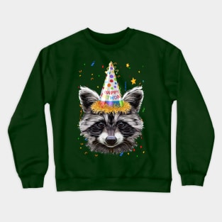 happy birthday Raccoon mapache cumpleaños Crewneck Sweatshirt